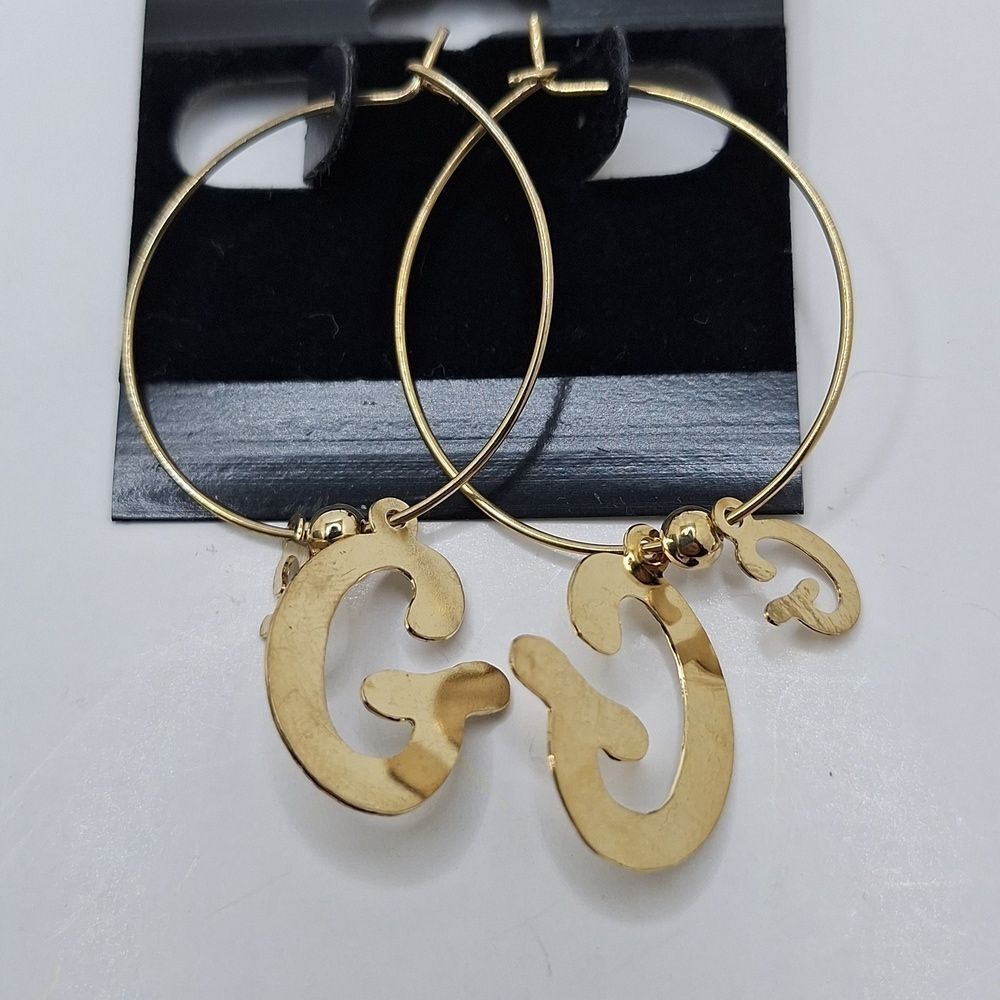 G monogram hoop earrings gold initial g earrings